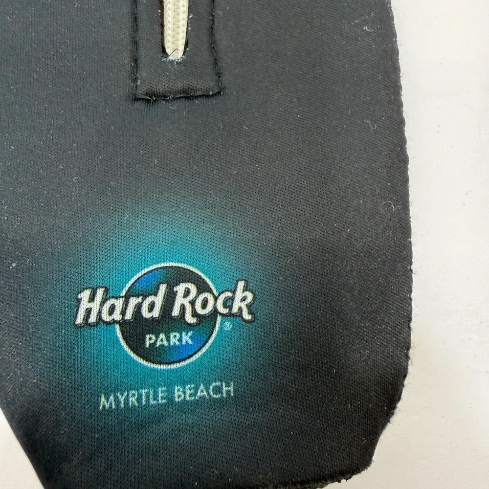 Hard Rock Park Myrtle Beach 2008 Bottle Coozie Neoprene Zipper Set of 2 Black